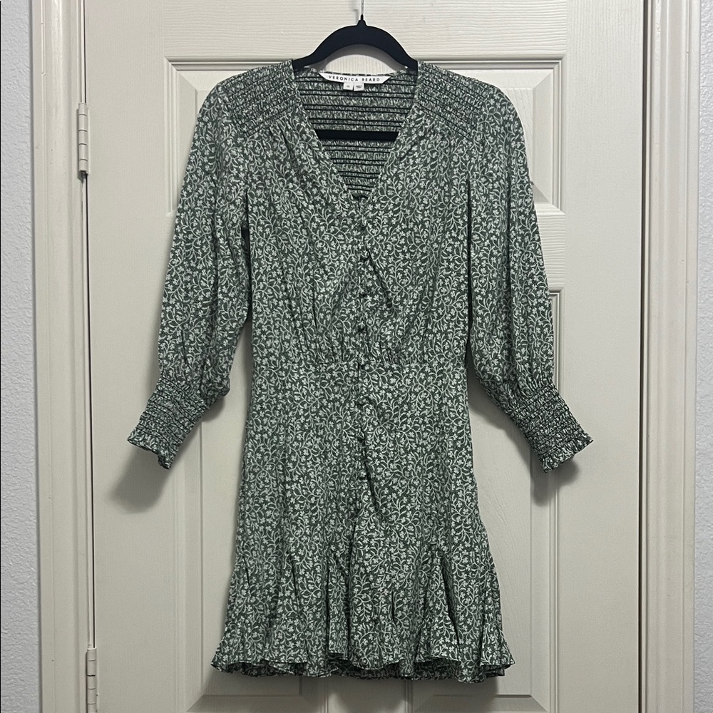 Veronica Beard Elegant Green Floral Dress